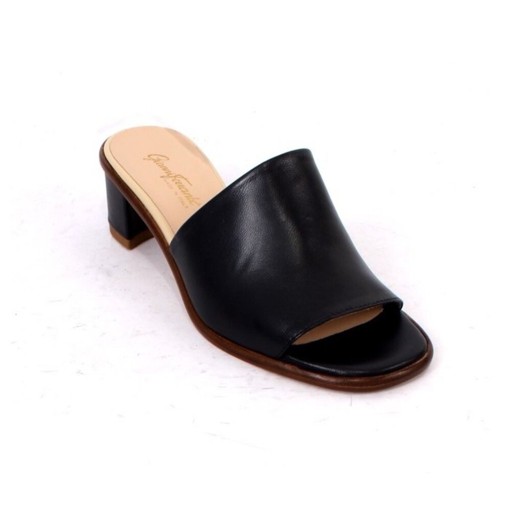 Gianni Ferrante 4330p Navy Leather Slide Heel Sandal